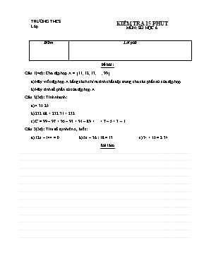 Kiểm tra 15 phút môn học Số học 6
